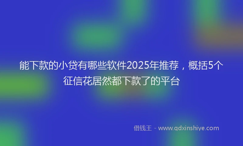 能下款的小贷有哪些软件2025年推荐，概括5个征信花居然都下款了的平台