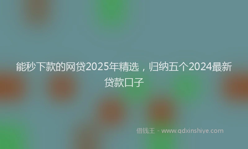 能秒下款的网贷2025年精选，归纳五个2024最新贷款口子