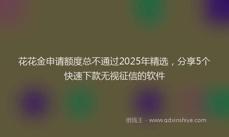 花花金申请额度总不通过2025年精选，分享5个快速下款无视征信的软件
