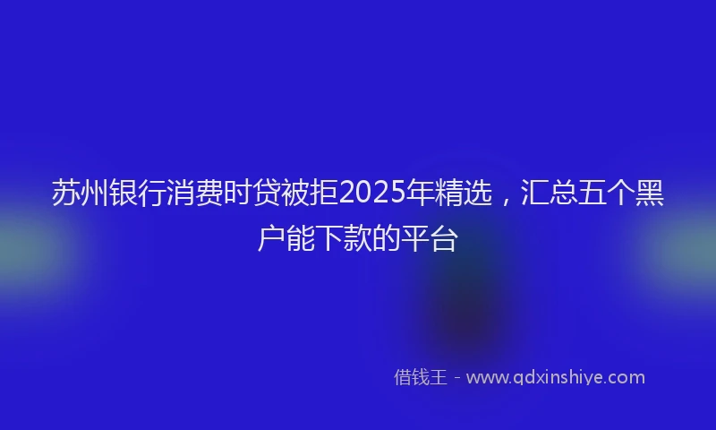 苏州银行消费时贷被拒2025年精选，汇总五个黑户能下款的平台