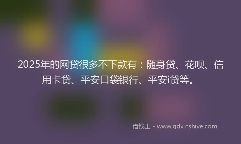 2025年的网贷很多不下款有：随身贷、花呗、信用卡贷、平安口袋银行、平安i贷等。