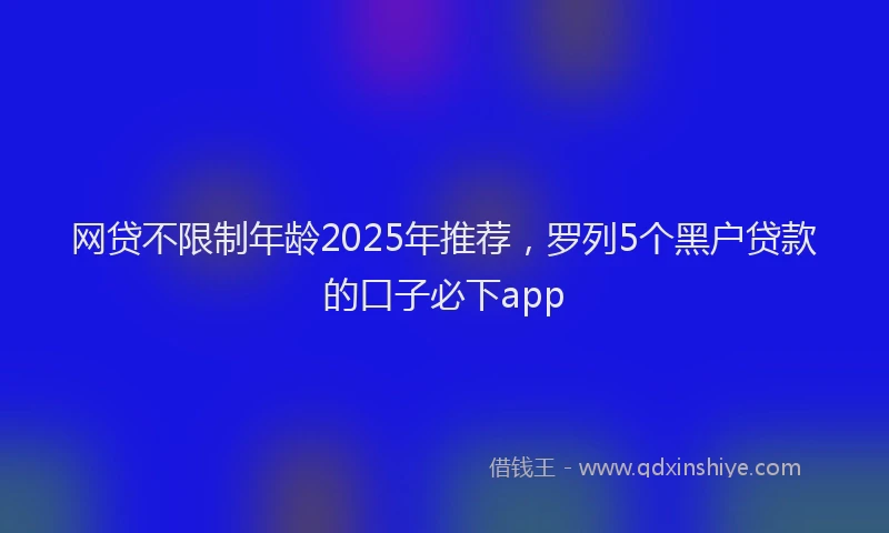 网贷不限制年龄2025年推荐，罗列5个黑户贷款的口子必下app