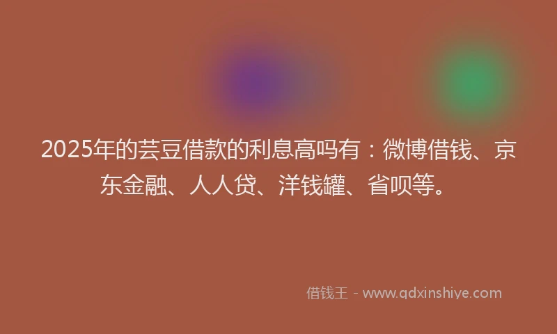 2025年的芸豆借款的利息高吗有：微博借钱、京东金融、人人贷、洋钱罐、省呗等。