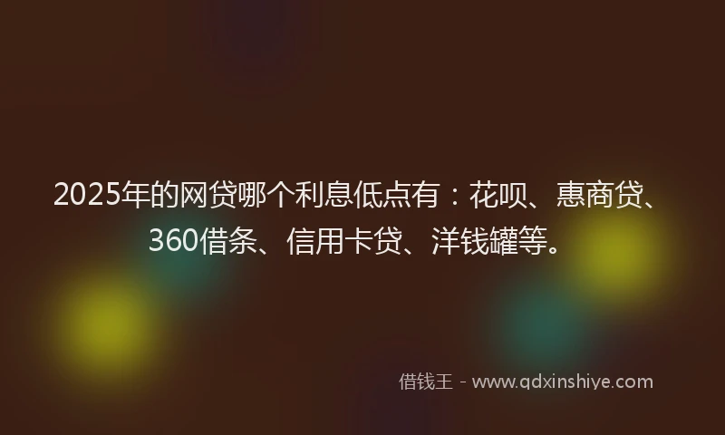 2025年的网贷哪个利息低点有：花呗、惠商贷、360借条、信用卡贷、洋钱罐等。