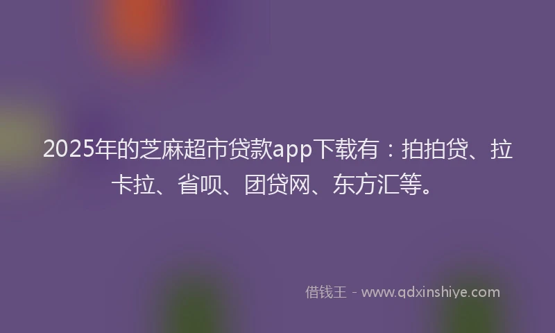 2025年的芝麻超市贷款app下载有：拍拍贷、拉卡拉、省呗、团贷网、东方汇等。