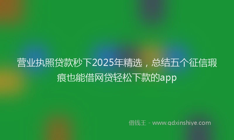 营业执照贷款秒下2025年精选，总结五个征信瑕疵也能借网贷轻松下款的app