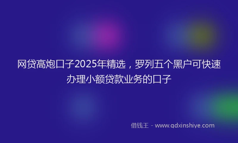 网贷高炮口子2025年精选，罗列五个黑户可快速办理小额贷款业务的口子