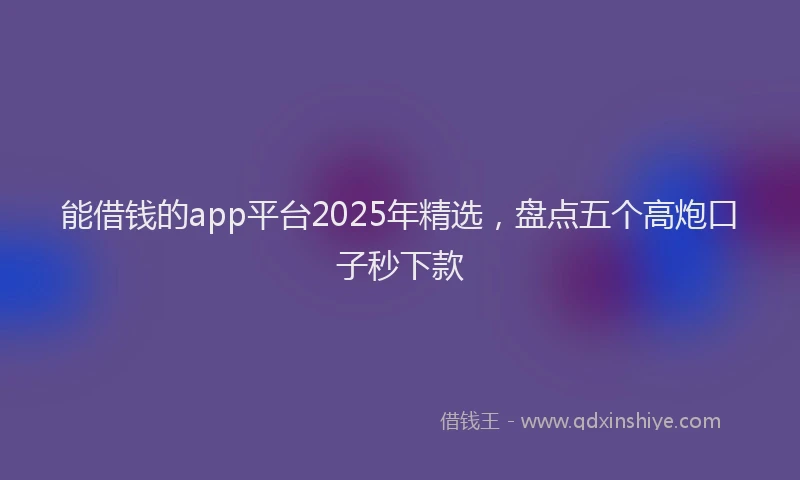 能借钱的app平台2025年精选，盘点五个高炮口子秒下款