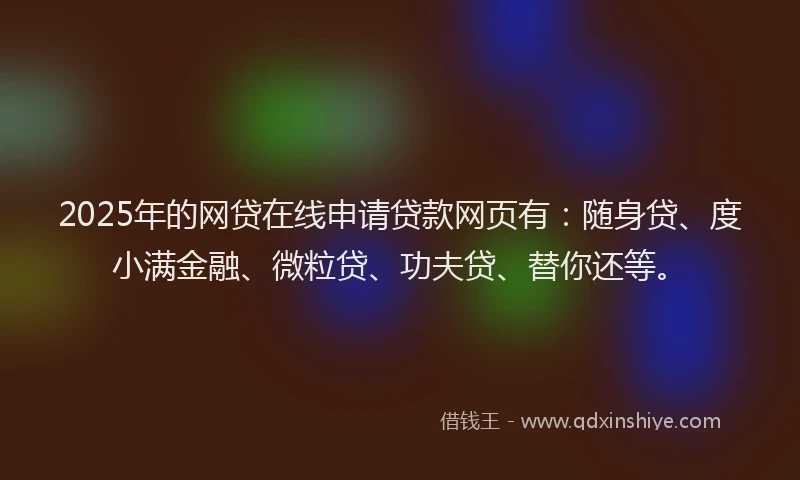 2025年的网贷在线申请贷款网页有：随身贷、度小满金融、微粒贷、功夫贷、替你还等。
