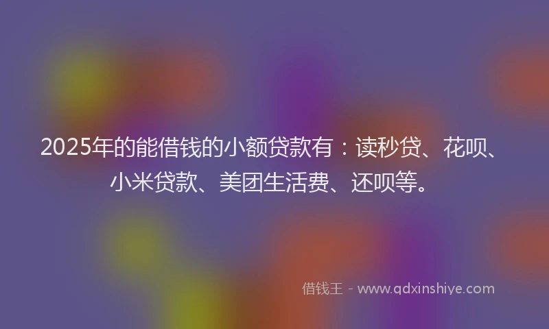 2025年的能借钱的小额贷款有：读秒贷、花呗、小米贷款、美团生活费、还呗等。