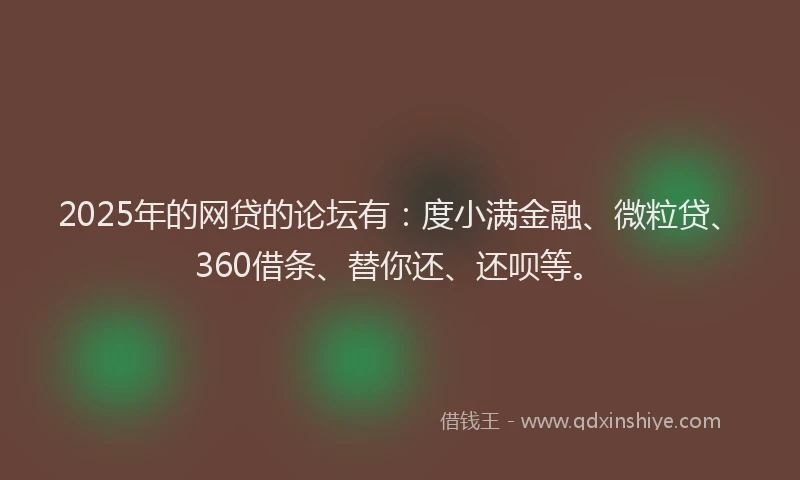 2025年的网贷的论坛有：度小满金融、微粒贷、360借条、替你还、还呗等。