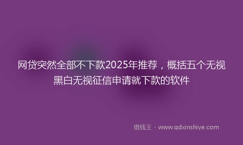 网贷突然全部不下款2025年推荐，概括五个无视黑白无视征信申请就下款的软件