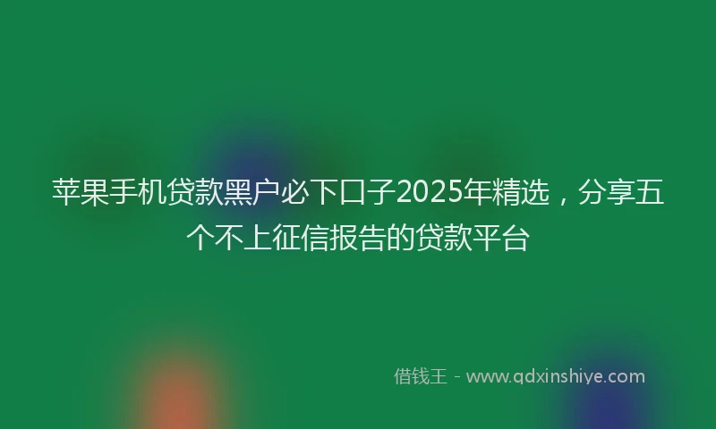 苹果手机贷款黑户必下口子2025年精选，分享五个不上征信报告的贷款平台
