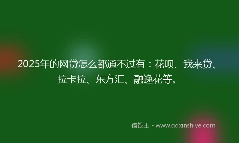 2025年的网贷怎么都通不过有：花呗、我来贷、拉卡拉、东方汇、融逸花等。