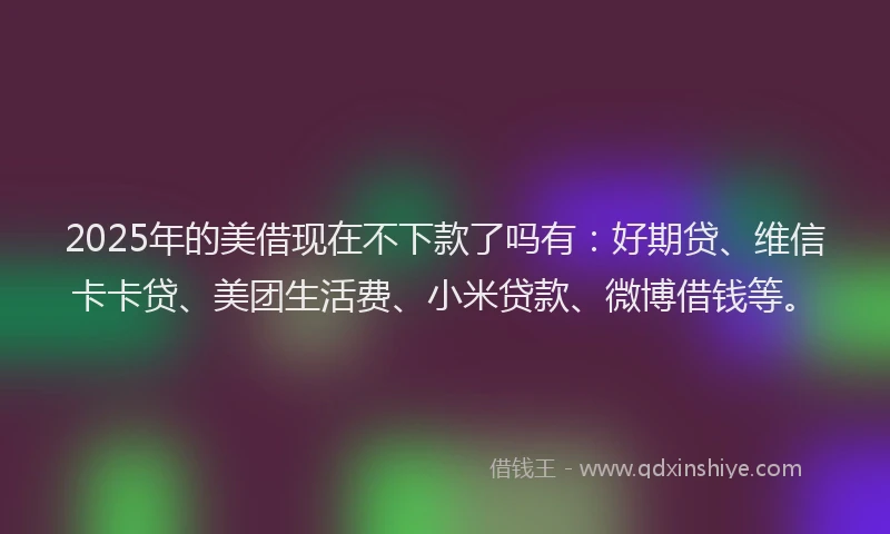 2025年的美借现在不下款了吗有：好期贷、维信卡卡贷、美团生活费、小米贷款、微博借钱等。