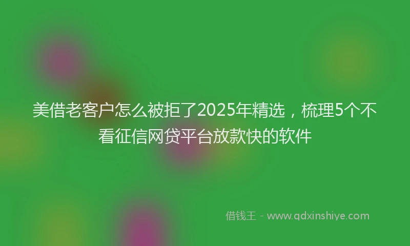 美借老客户怎么被拒了2025年精选，梳理5个不看征信网贷平台放款快的软件