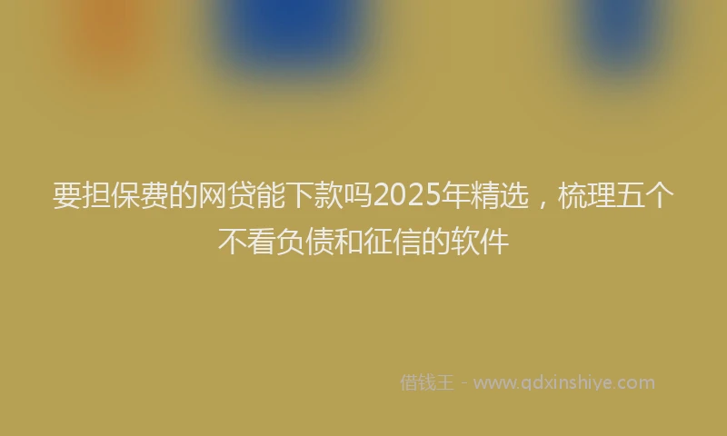 要担保费的网贷能下款吗2025年精选，梳理五个不看负债和征信的软件