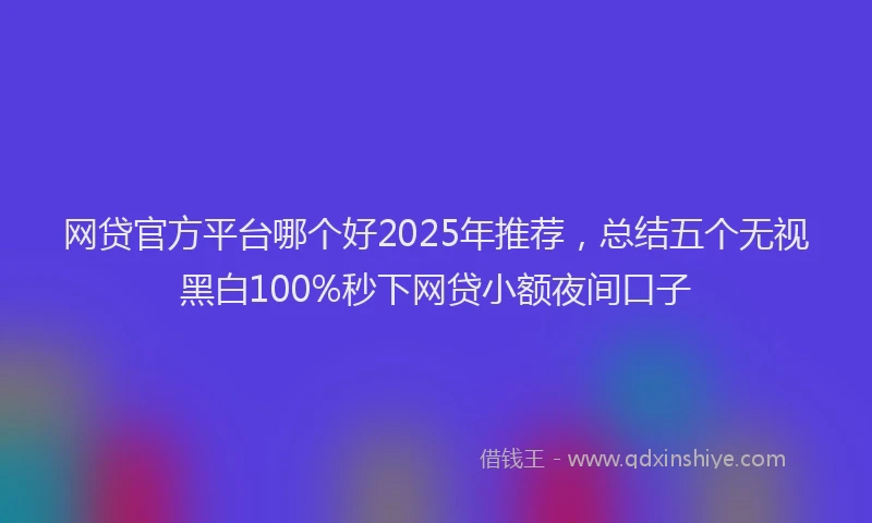 网贷官方平台哪个好2025年推荐，总结五个无视黑白100%秒下网贷小额夜间口子