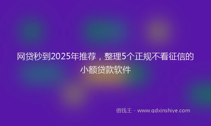 网贷秒到2025年推荐，整理5个正规不看征信的小额贷款软件