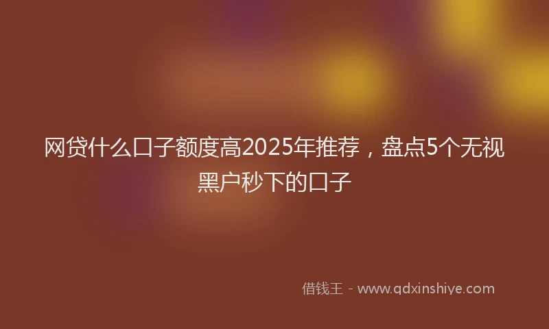 网贷什么口子额度高2025年推荐，盘点5个无视黑户秒下的口子
