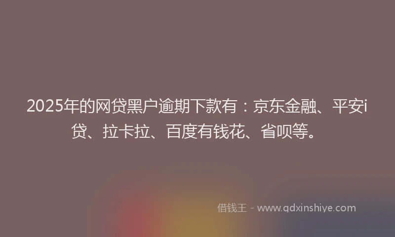 2025年的网贷黑户逾期下款有：京东金融、平安i贷、拉卡拉、百度有钱花、省呗等。