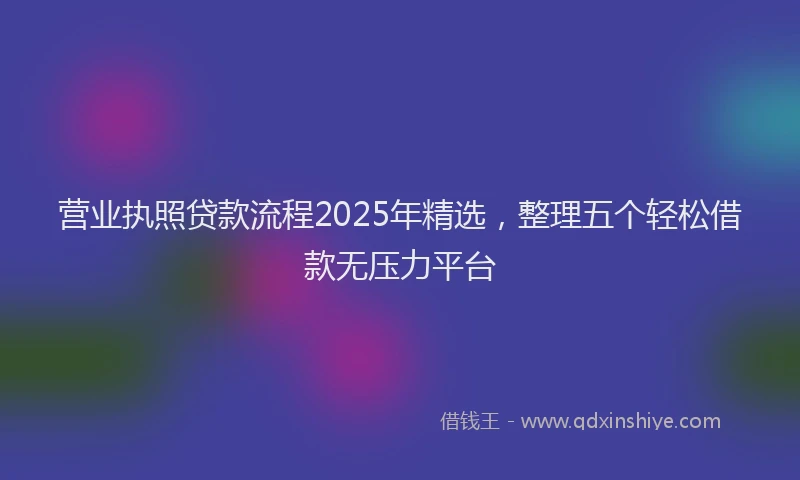 营业执照贷款流程2025年精选，整理五个轻松借款无压力平台