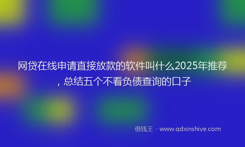 网贷在线申请直接放款的软件叫什么2025年推荐，总结五个不看负债查询的口子