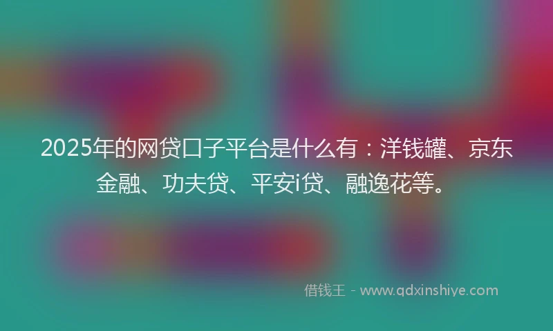 2025年的网贷口子平台是什么有：洋钱罐、京东金融、功夫贷、平安i贷、融逸花等。