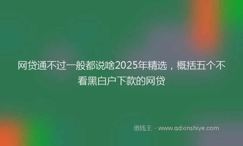 网贷通不过一般都说啥2025年精选，概括五个不看黑白户下款的网贷