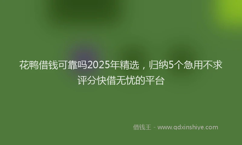 花鸭借钱可靠吗2025年精选，归纳5个急用不求评分快借无忧的平台