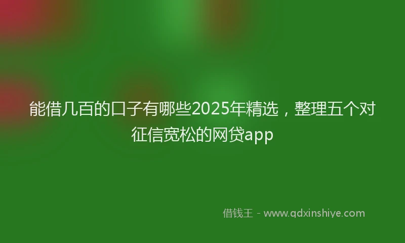 能借几百的口子有哪些2025年精选，整理五个对征信宽松的网贷app