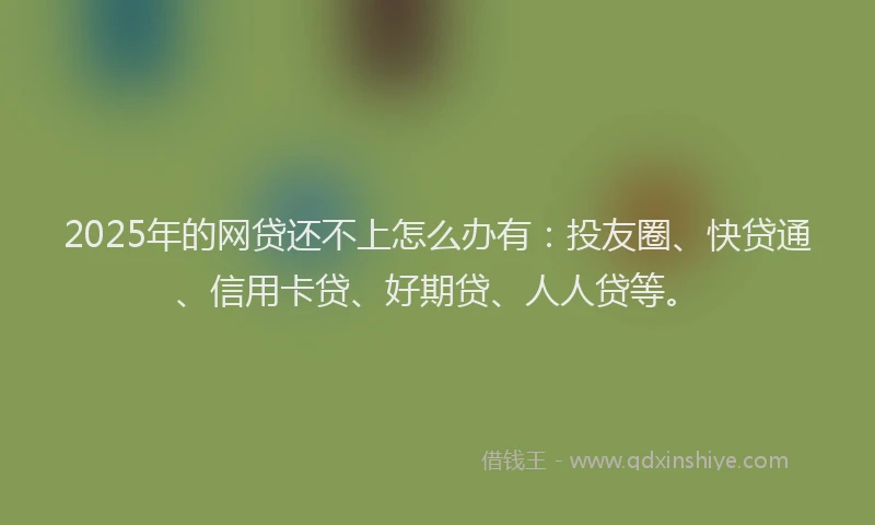 2025年的网贷还不上怎么办有：投友圈、快贷通、信用卡贷、好期贷、人人贷等。