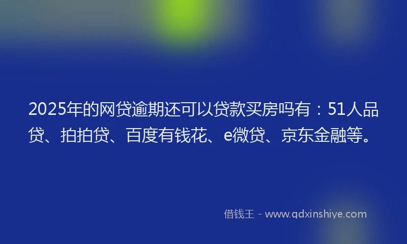 2025年的网贷逾期还可以贷款买房吗有：51人品贷、拍拍贷、百度有钱花、e微贷、京东金融等。
