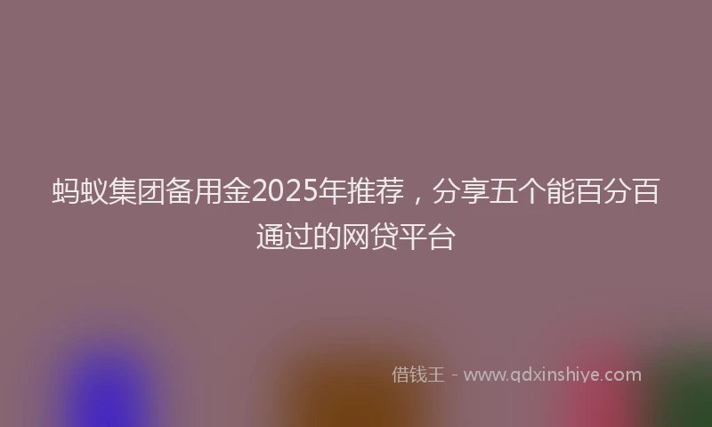 蚂蚁集团备用金2025年推荐，分享五个能百分百通过的网贷平台
