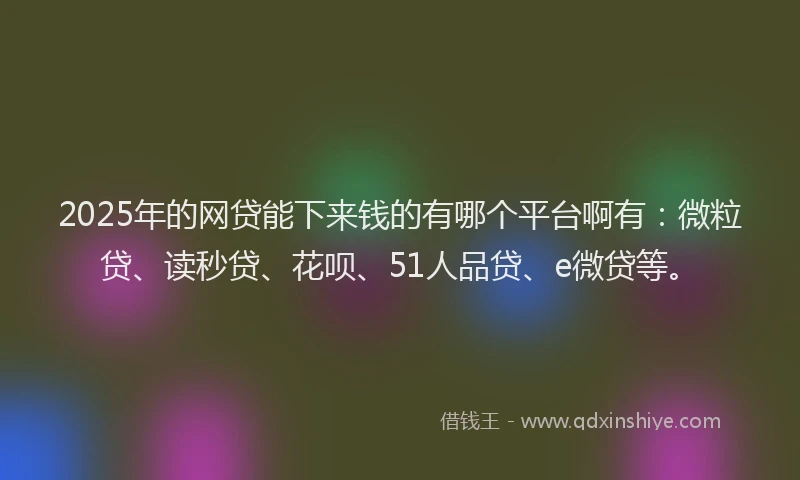 2025年的网贷能下来钱的有哪个平台啊有:微粒贷、读秒贷、花呗、51人品贷、e微贷等。