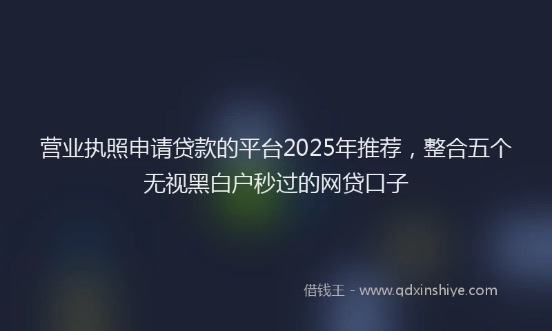 营业执照申请贷款的平台2025年推荐，整合五个无视黑白户秒过的网贷口子