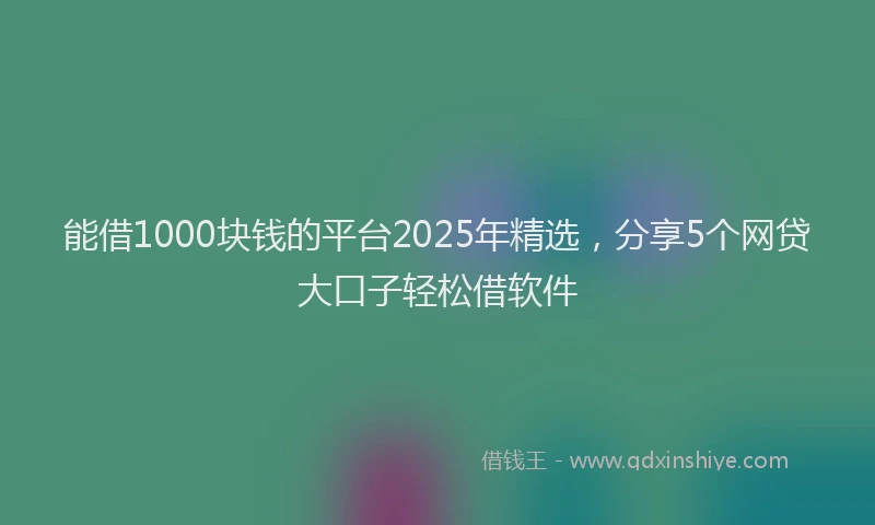 能借1000块钱的平台2025年精选，分享5个网贷大口子轻松借软件