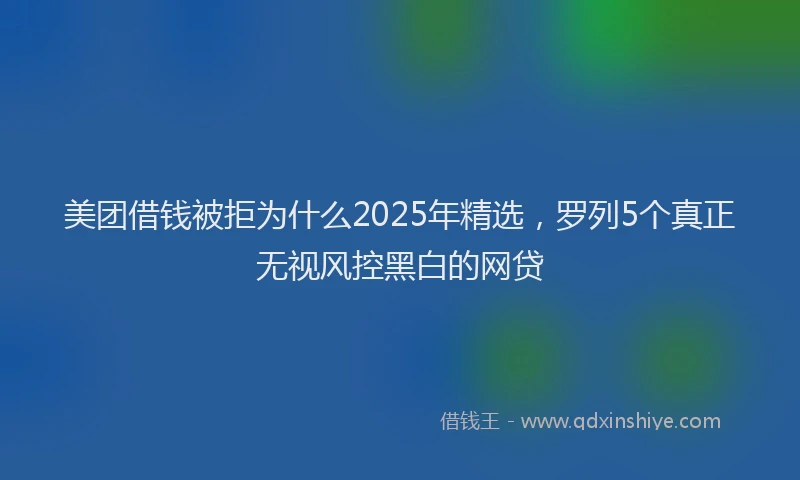 美团借钱被拒为什么2025年精选，罗列5个真正无视风控黑白的网贷