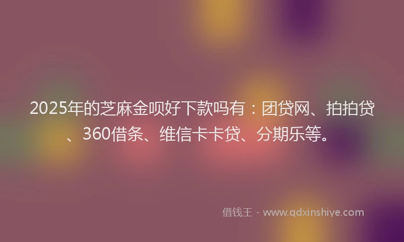 2025年的芝麻金呗好下款吗有：团贷网、拍拍贷、360借条、维信卡卡贷、分期乐等。