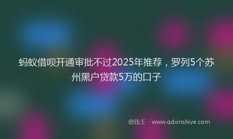蚂蚁借呗开通审批不过2025年推荐，罗列5个苏州黑户贷款5万的口子