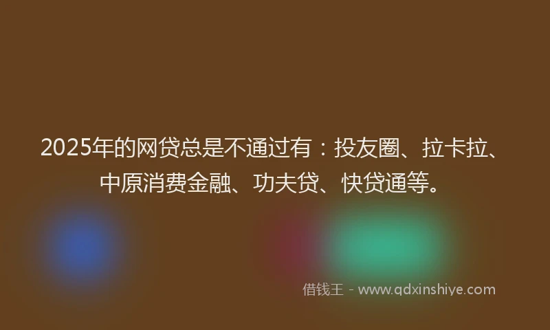 2025年的网贷总是不通过有：投友圈、拉卡拉、中原消费金融、功夫贷、快贷通等。