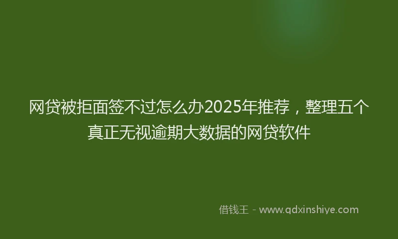 网贷被拒面签不过怎么办2025年推荐，整理五个真正无视逾期大数据的网贷软件