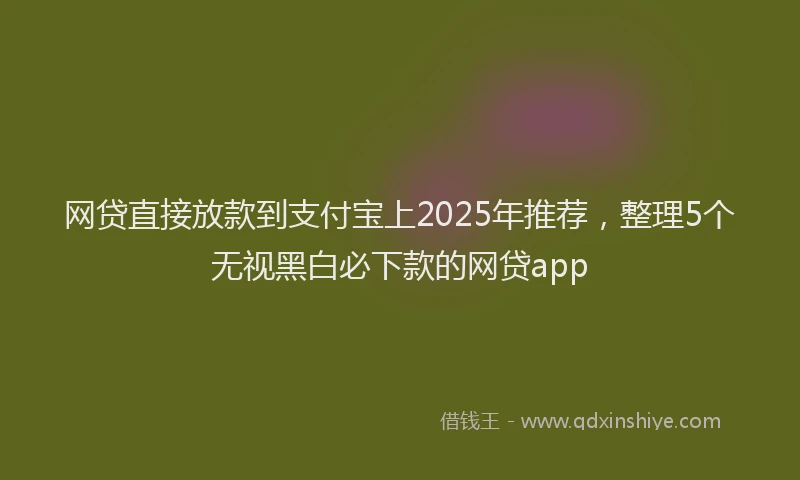 网贷直接放款到支付宝上2025年推荐，整理5个无视黑白必下款的网贷app