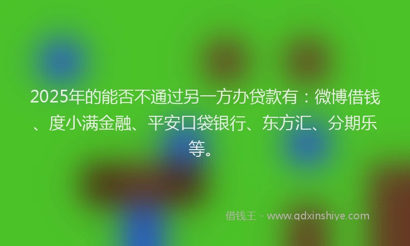 2025年的能否不通过另一方办贷款有：微博借钱、度小满金融、平安口袋银行、东方汇、分期乐等。