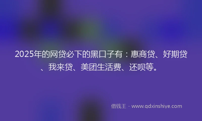 2025年的网贷必下的黑口子有：惠商贷、好期贷、我来贷、美团生活费、还呗等。