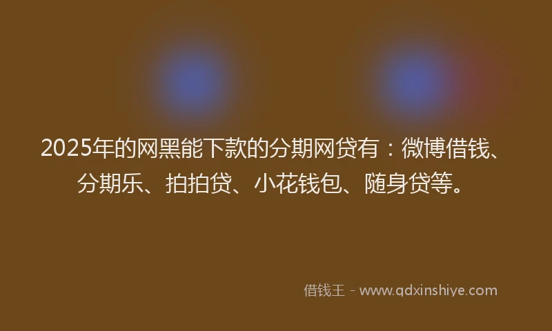 2025年的网黑能下款的分期网贷有：微博借钱、分期乐、拍拍贷、小花钱包、随身贷等。