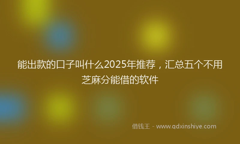 能出款的口子叫什么2025年推荐，汇总五个不用芝麻分能借的软件