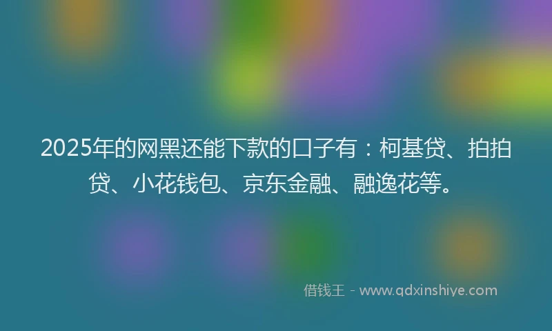 2025年的网黑还能下款的口子有：柯基贷、拍拍贷、小花钱包、京东金融、融逸花等。