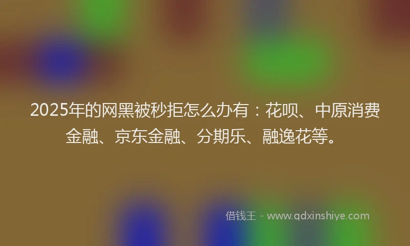 2025年的网黑被秒拒怎么办有：花呗、中原消费金融、京东金融、分期乐、融逸花等。