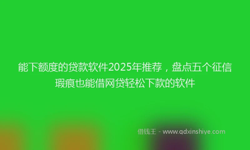 能下额度的贷款软件2025年推荐，盘点五个征信瑕疵也能借网贷轻松下款的软件